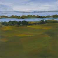 Ostsee und Binnensee, Acryl auf Wellpappe, 30 x 30 cm